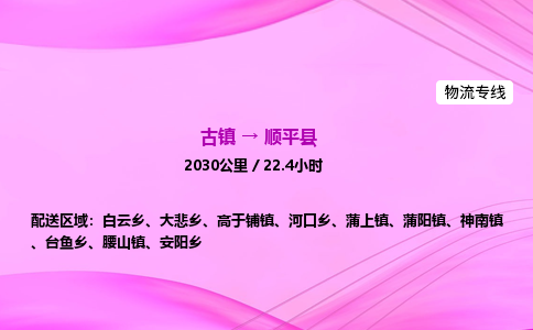 古镇到顺平县物流公司|古镇至顺平县物流专线|零担托运